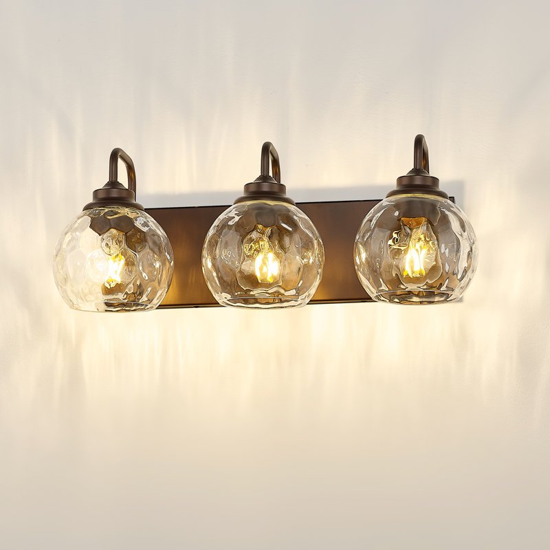 3-Light Dimmable Vanity Light With Globe Harmmed Glass Shade