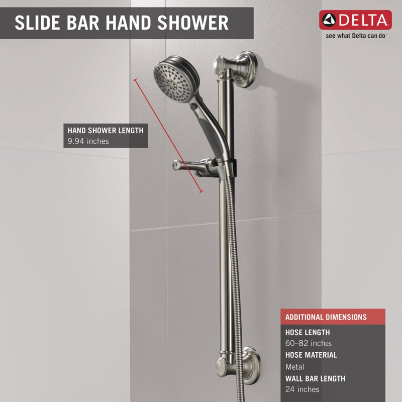 Activtouch Hand Shower with Slide Bar, 9-Spray Handheld Shower Head, Slide Bar Hand Shower, Brilliance Stainless