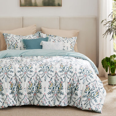 Ensemble de housse de couette réversible 100% coton avec fermeture à glissière
