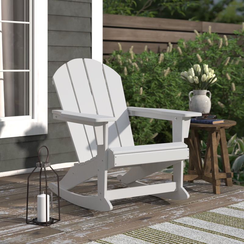 Chaise Adirondack berçante en PEHD Laguna, Blanc