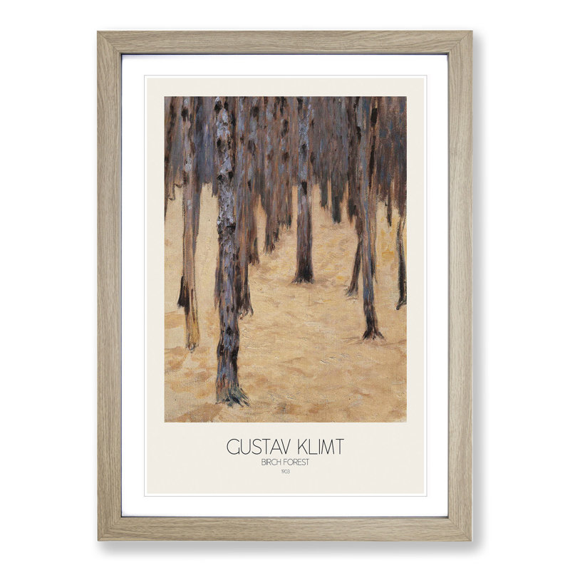 Birch Forest No.2 with Border by Gustav Klimt - Framed Print, 65cm H x 48cm W x 2cm D, Oak Framed