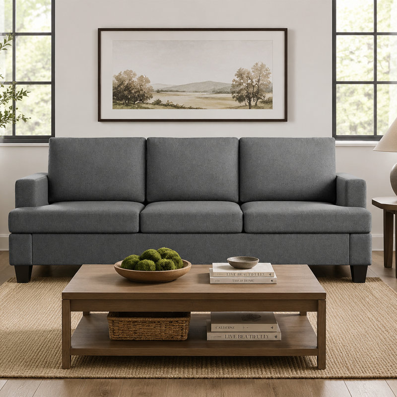Canapé 3 places Morden, Gris foncé, H 29,13 po x l 84,65 po x P 32,28 po