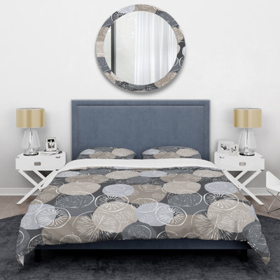 Ensemble de housse de couette abstrait, literie à motif de cercle gris - motif de cercle gris