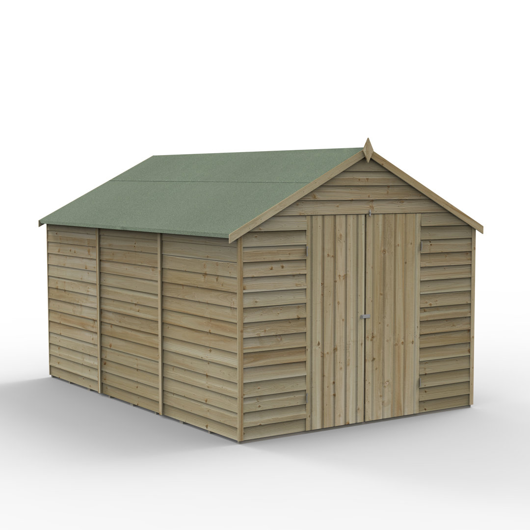Overlap Pressure Treated 8 x 12 Apex Shed - No Window, Double Door