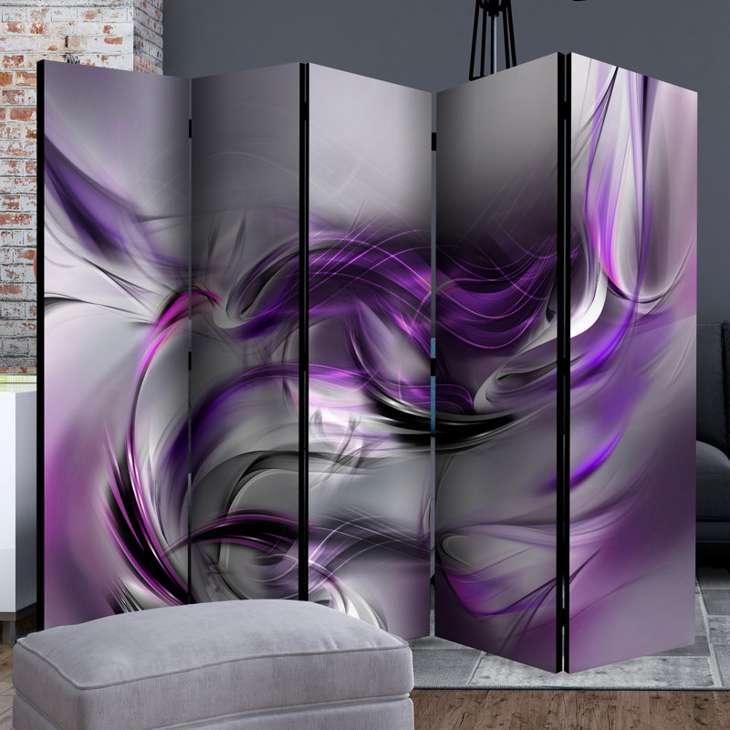 Pensacola 172cm H Solid Wood Folding Room Divider, 5, Purple