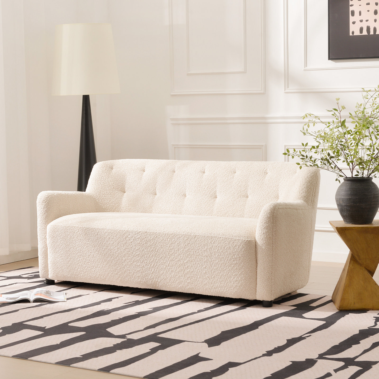 Fae 66" Loveseat, Natural Textured Chenille
