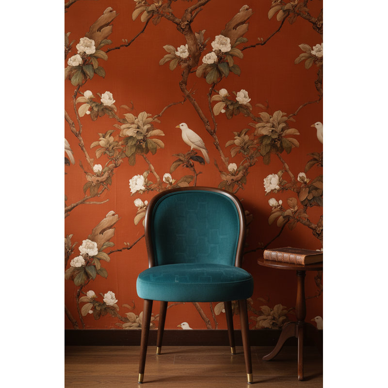 Papier peint floral oiseau