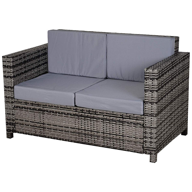 Gennett 130cm Wide Wicker Patio Sofa with Cushions