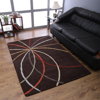 Tapis d'extérieur en laine touffetés à la main Vivanco Abstract - couleur brune | Design contemporain
