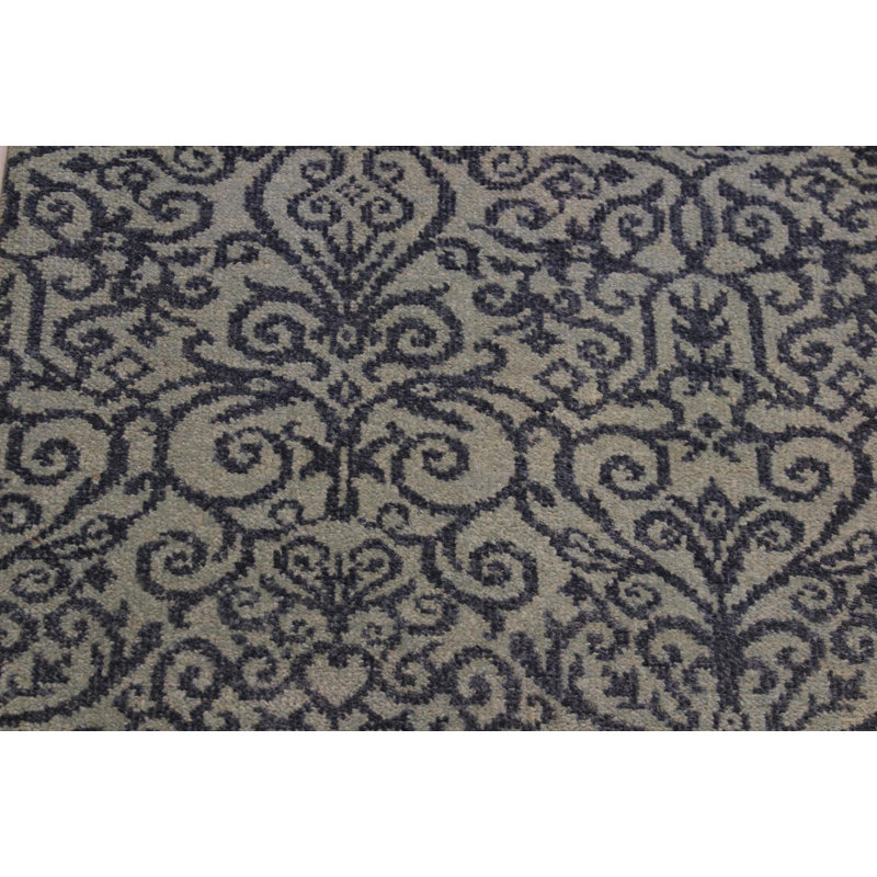 Tapis de couloir bleu clair / gris en laine noué à la main 2 pi 7 po x 6 pi 2 po Madeenah