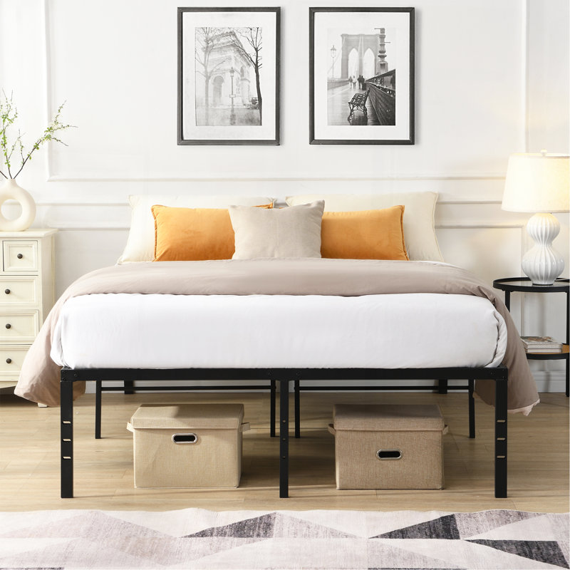 Queen Size Bed Frame , Heavy Duty Metal Bed Frame , Quick & Easy Assembly, No Noise, Black, Queen