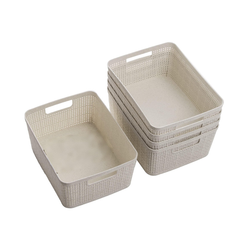 Woven Plastic Basket | Small (Natural), 5-Pack | THE JUTE COLLECTION | Home Organization