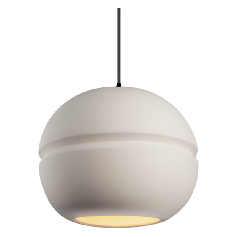 Luminaire suspendu sphérique 1 lumière Nora, DEL, Bisque, Noir mat