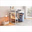 Structure de lit simple en MDF en métal avec garde-robe de bureau, sans sommier nécessaire, capacité de 350 lb, blanc pour les petites chambres-715177345