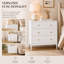 Table de chevet 31 tiroirs l 31,5 po avec boutons dorés, table de chevet blanche moderne avec tiroirs pour chambre à coucher, armoire de rangement avec pieds en bois massif