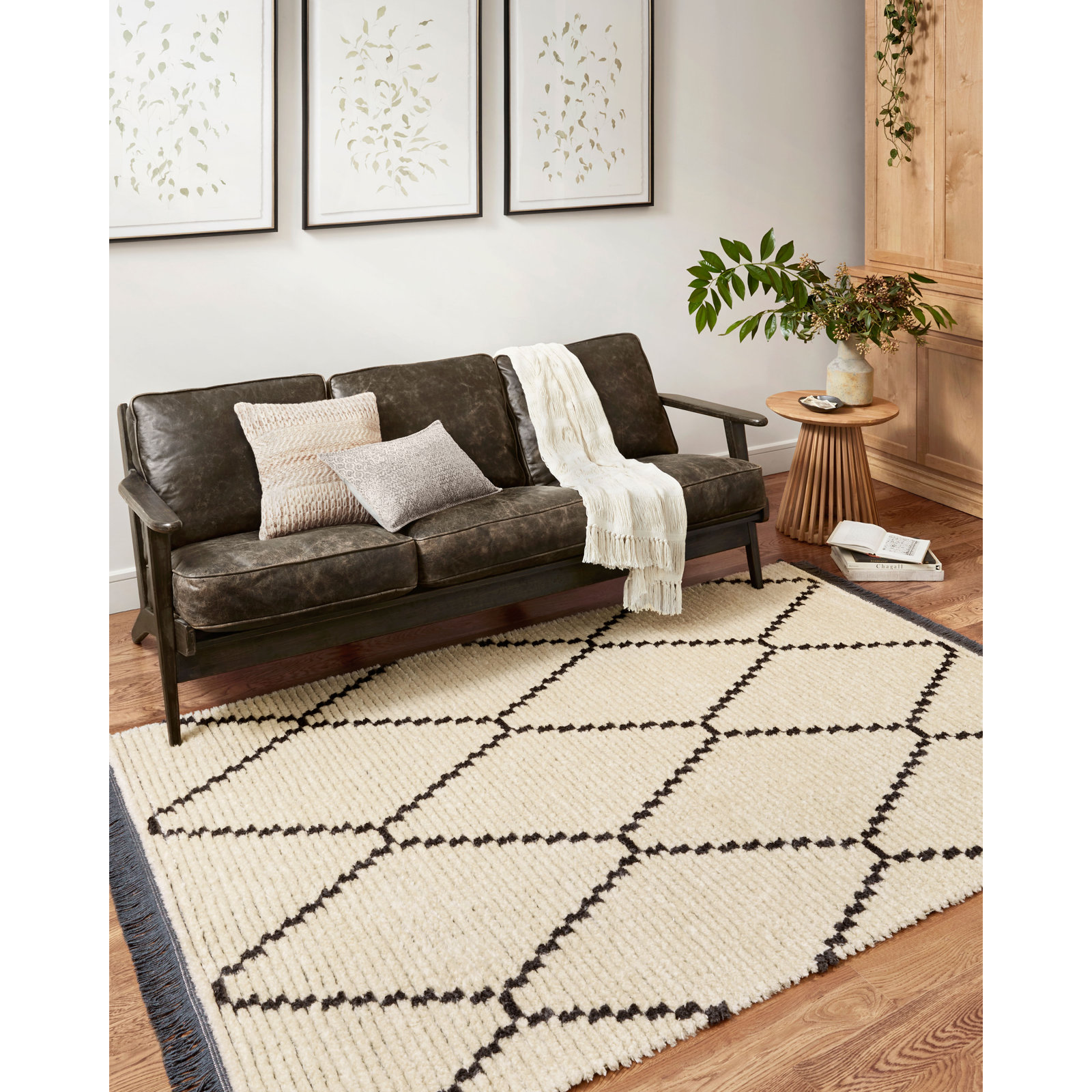 Chris Loves Julia x Loloi Alice Geometric Cream/Charcoal Rug, Rectangle 5'2" x 7'6"