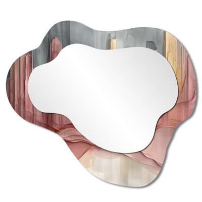 Abstract Gold And Pink New York City I - Abstract Irregular Asymmetrical Mirror, Modern Wall Mirror, Printed on Metal
