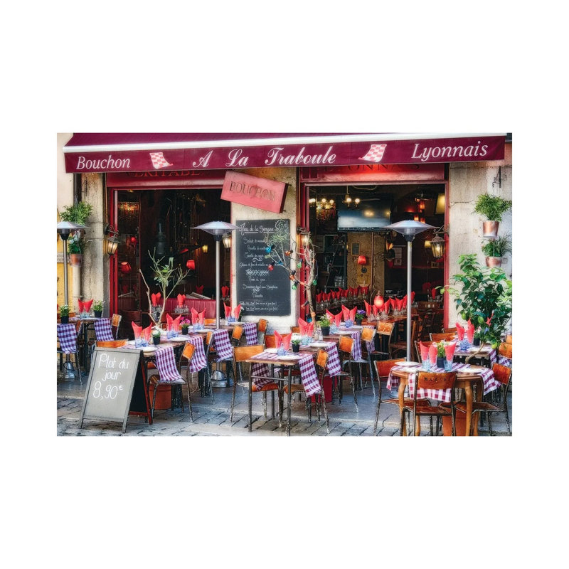 Bistro Open For Lunch, Lyon, France by George Oze - Wrapped Canvas Print, 45.72cm H x 66.04cm W x 1.91cm D