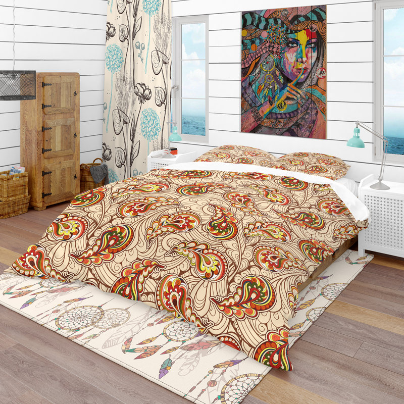 Ensemble de housse de couette bohème et éclectique, Housse de couette très grand + 2 taies décoratives
