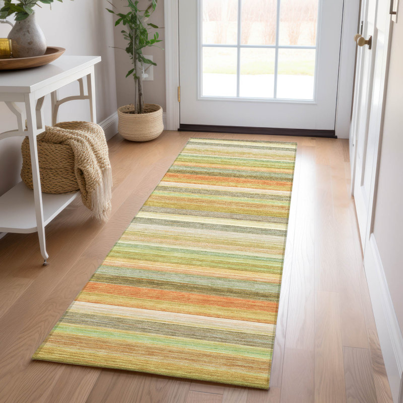 Kinslee Flatweave Washable Striped Indoor / Outdoor Rug, Runner 2'3" x 7'6"