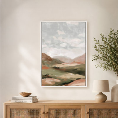 «Rolling Hills Soft Clouds Landscape», art mural sur toile avec cadre flottant, prêt à être accroché
