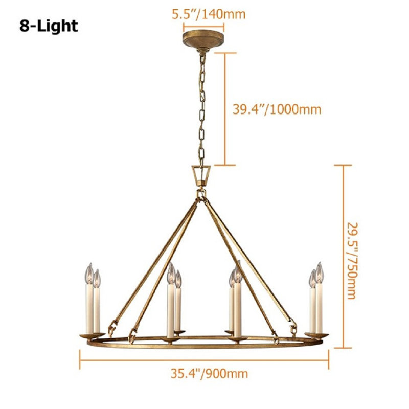 Ertac 8 - Light Dimmable Wagon Wheel Chandelier