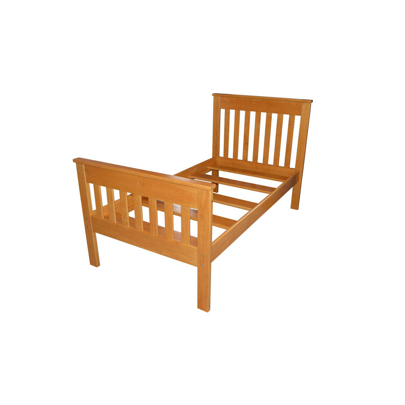 Harmony Home Collection Unfinished Solid Wood Slat Bed, Honey Stain, Extra-long Twin