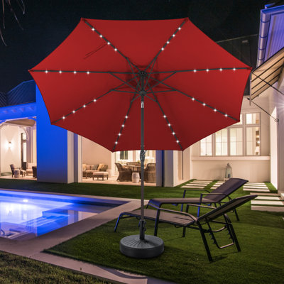 Parasol de marché illuminé 10 pi avec plage 8 côtes