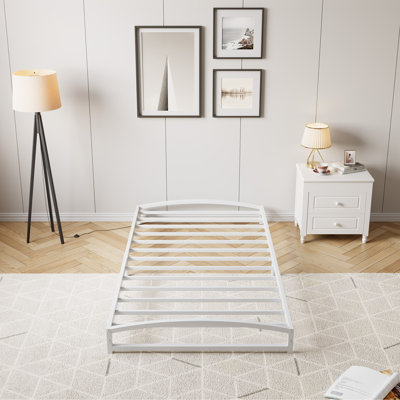 Low Bed Frame Twin Size - 6 Inch Heavy Duty Metal Platform, Mattress Foundation, No Box Spring Needed, Noise-Free, White
