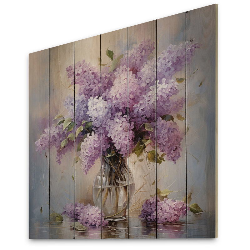 Impression romantique «Jawaski Lilacs I» sur bois, H 15 po x l 15 po x P 0,78 po