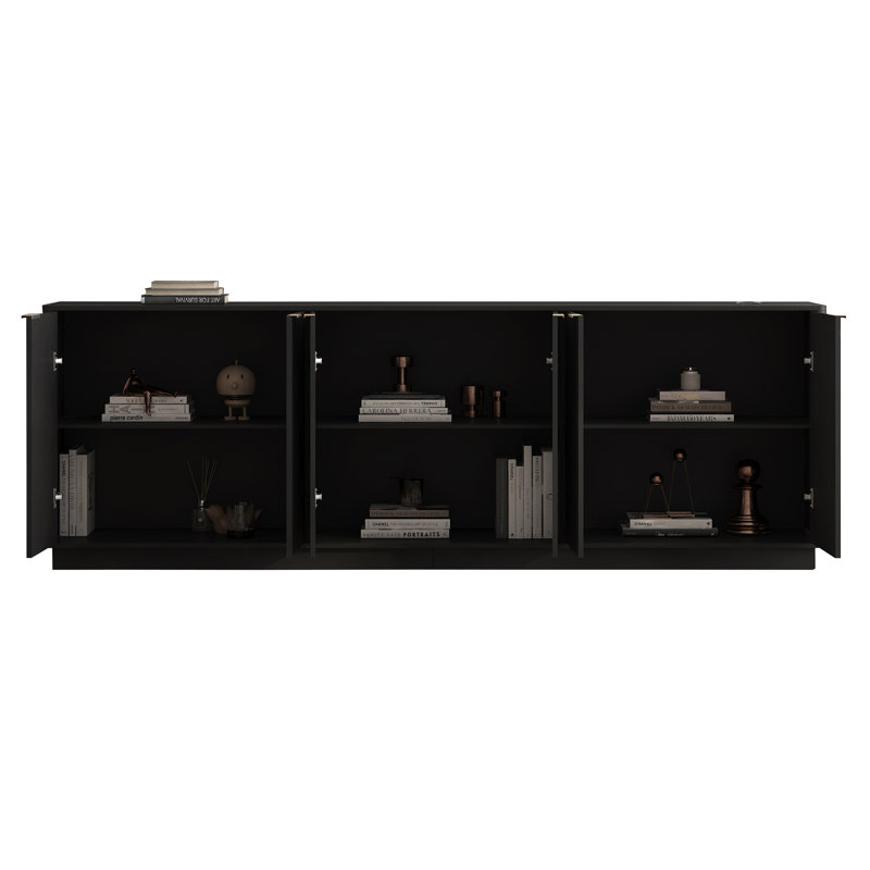Large Modern Fluted Sideboard Large Buffet with Adjustable Shelves