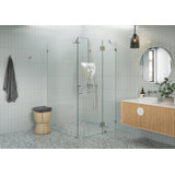 Halo 42 in. x 46 in. x 78 in. 90-degree Fully Frameless Glass Hinged Shower Enclosure