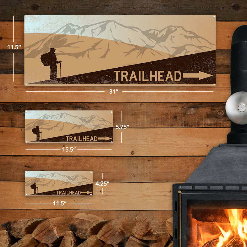«Trailhead Right Arrow Metal Sign» sur métal, H 5,75 po x l 15,5 po