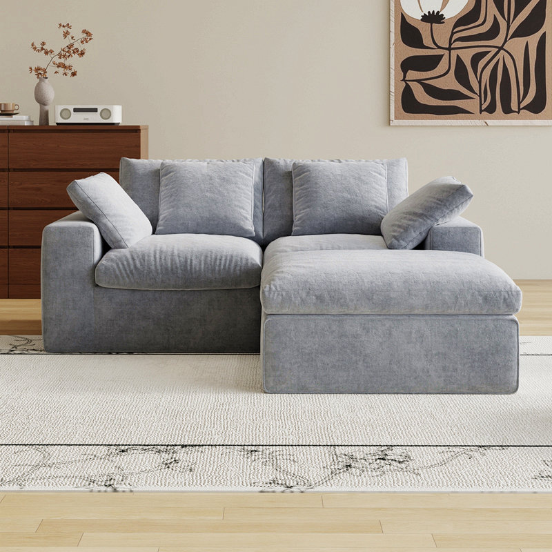 Canapé modulaire modulaire, canapé modulaire compressé en velours côtelé de style minimaliste moderne, canapé-lit, Gris clair