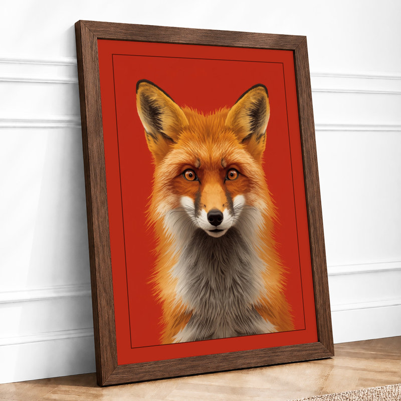 Fox Portrait Modern - Framed Print, Walnut, A4 - 29.7 x 21.0 cm