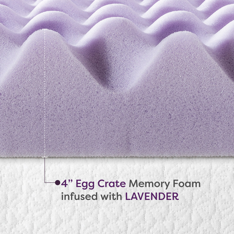 Nunez 4'' Memory Foam Mattress Topper, Queen, Lavender