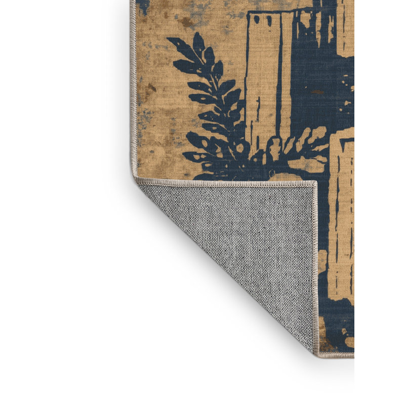 Machine Washable Dyal Hanukkah Modern & Contemporary Abstract Rug in Brown – Beige Binding, 8x12