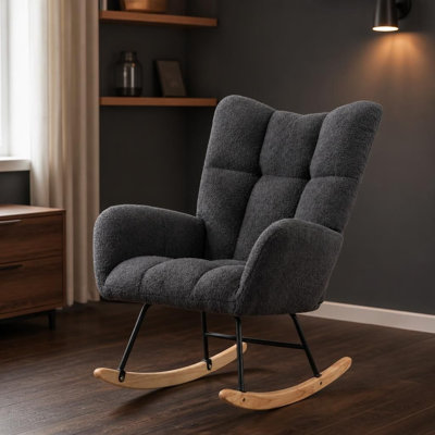 Chaise berçante à oreilles en tissu Teddy