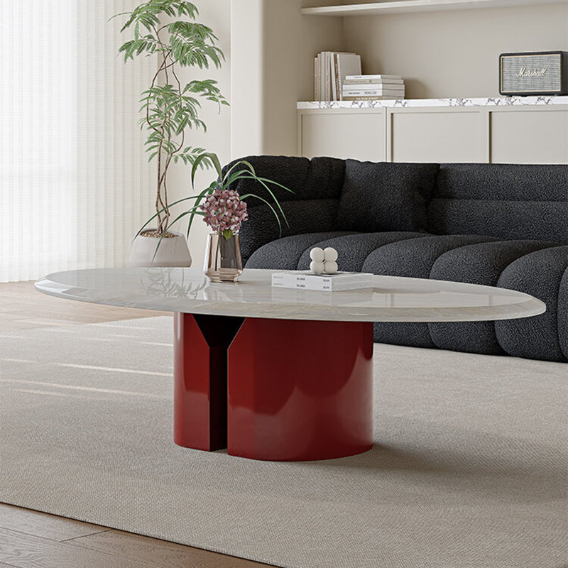 Table basse en marbre de style italien italien, H 15,7 po x L 43,3 po x l 23,6 po
