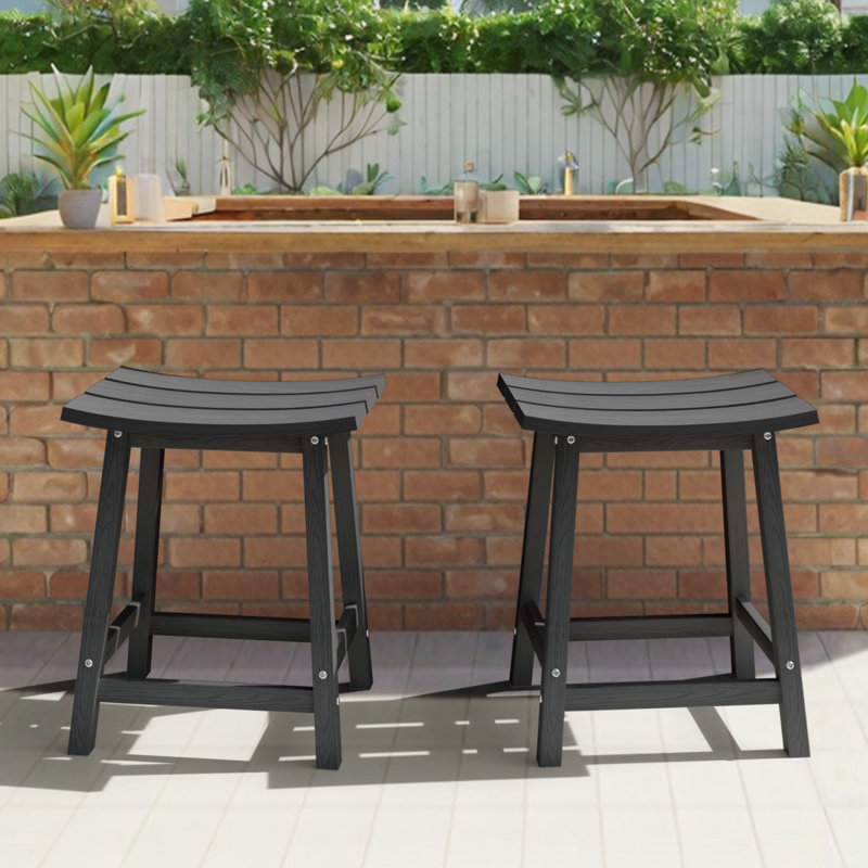Backless Kitchen Counter Stool Backless Counter Height Patio Bar Stools, Black, 24"