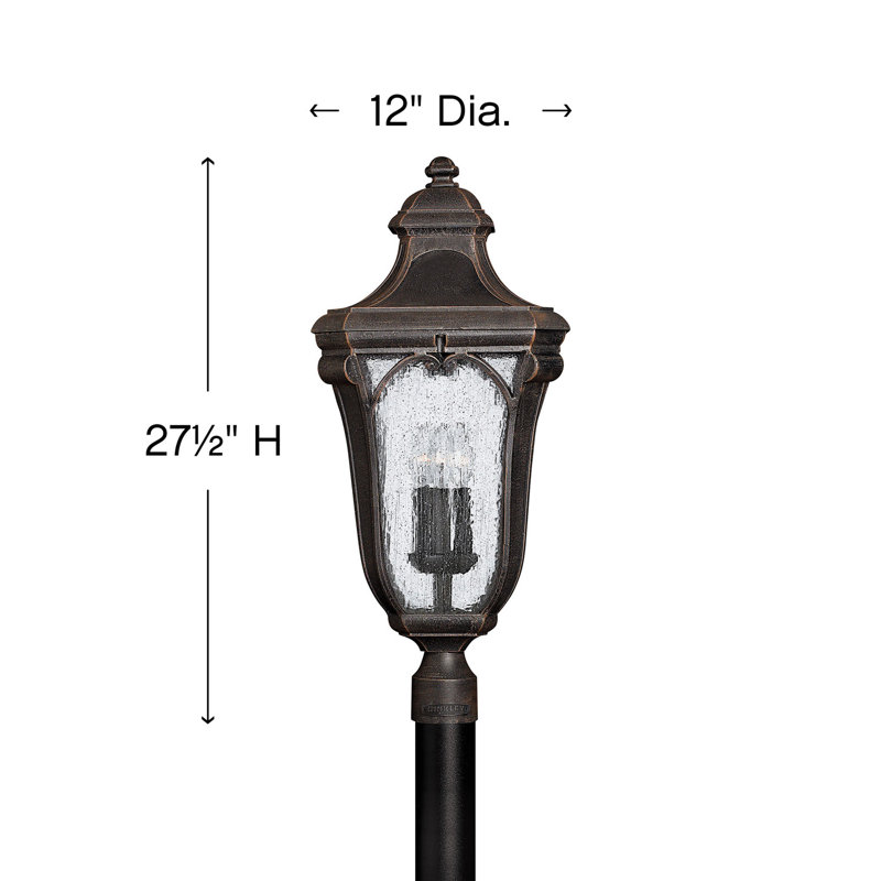 Trafalgar Outdoor 3-Light Lantern Head, Incandescent, Museum Black, No