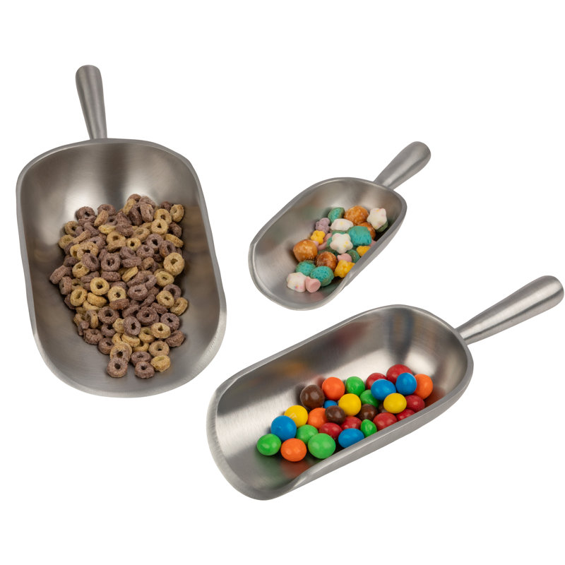 Ensemble de 3 cuillères à glace en métal - Cuillères en fonte d'aluminium pour boîtes, produits secs, nourriture pour animaux, bonbons, grains de café et maïs soufflé - ensemble de petites, moyennes et grandes tailles - Gadgets de cuisine par King