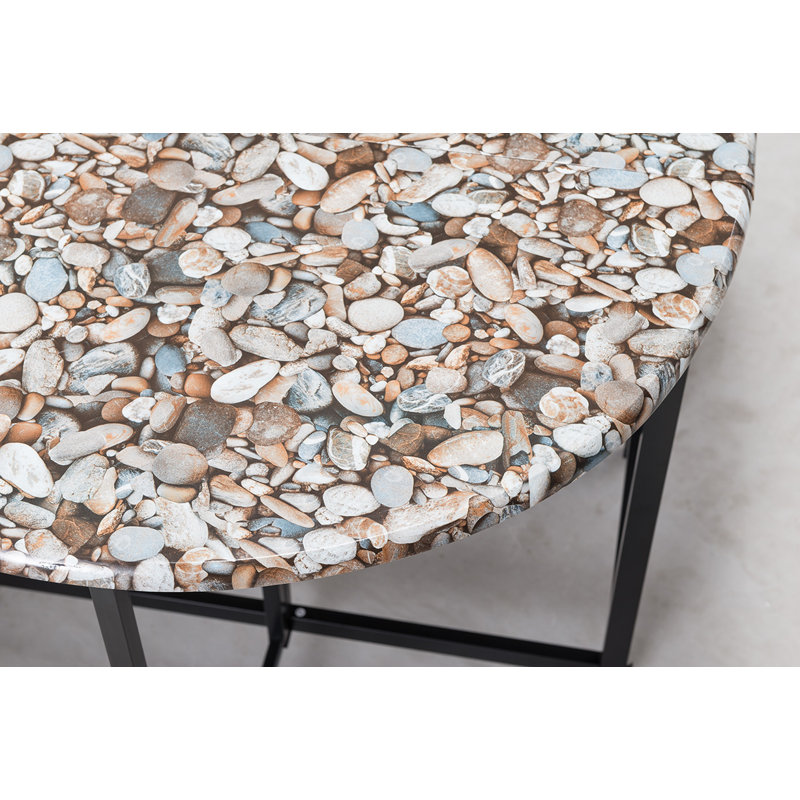 Moronta 3 Piece Dining Table Set with Cobblestone Top - Breakfast Table with 2 Chairs - 2 Seat Dining Table Set for Small Spaces - Round Table Set with Faux Marble Top