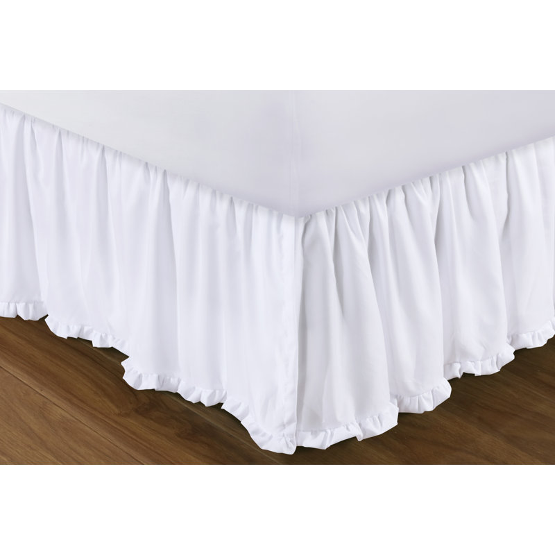 Sasha White Twin Bed Skirt with Ruffled Hem