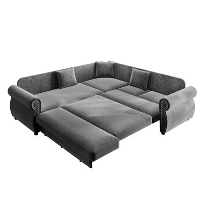 88.2"L-Shaped Sofa Couch with Pull-Out Bed