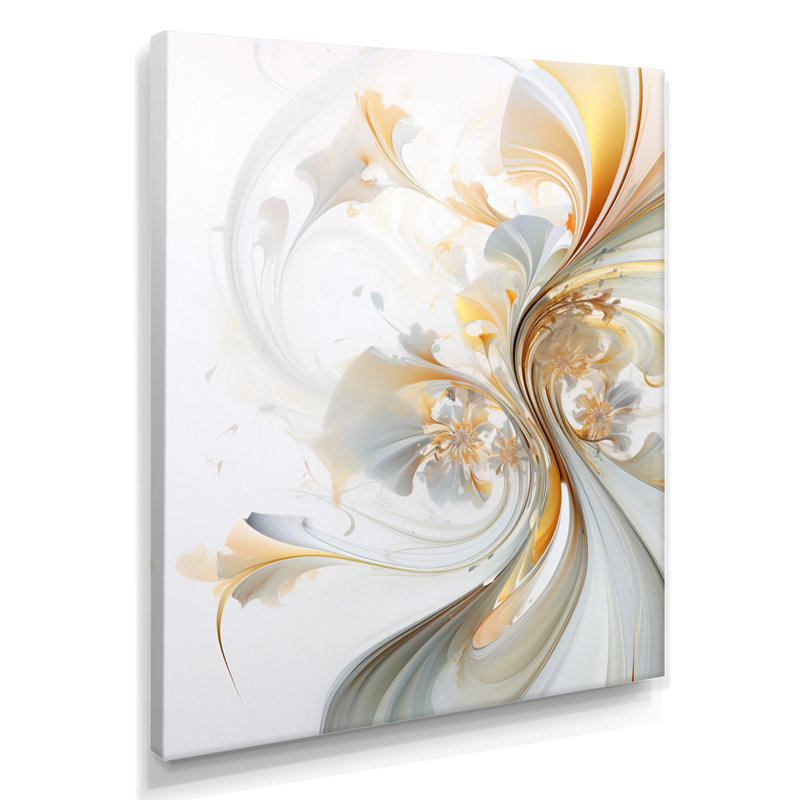 «Whirling River Dynamics Gold and White III - Abstract Spirals», art mural, Toile tendue, H 20 po x l 12 po