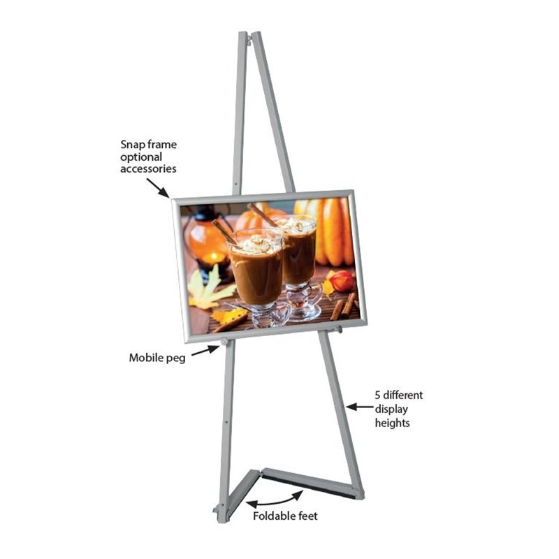 Adjustable Gray Metal Tripod Easel for Indoor and Outdoor Use