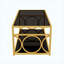 Modern Luxury Glass Coffee Table with Gold Metal Frame, Rectangular Cocktail Table with Lower Storage Shelf, Art Deco Center Table-133710811
