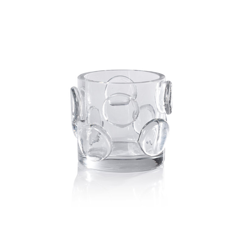 Porte-bougie en verre Perrin, H 4 po x l 4,25 po x P 4,25 po, Clair