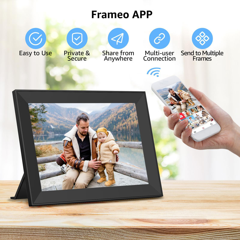 Frameo 10.1" WiFi Digital Picture Frame - Auto Rotation & SD Card Backup